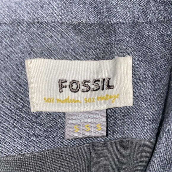Fossil Women’s Small/Medium Gray Wool Blend Blazer One Button Coat - Picture 4 of 8